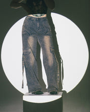 Acid Denim Cargo Pants