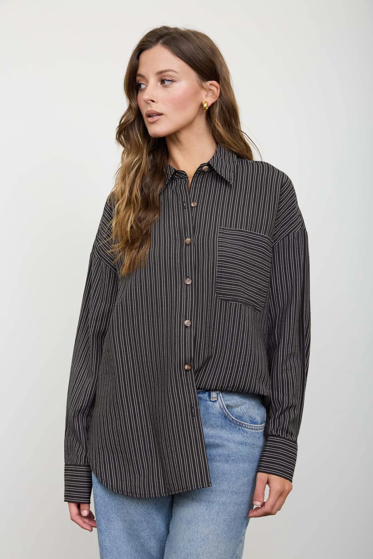 Pinstripe Collared Button Down