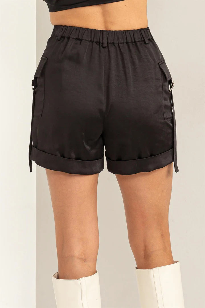 Satin Cargo Shorts