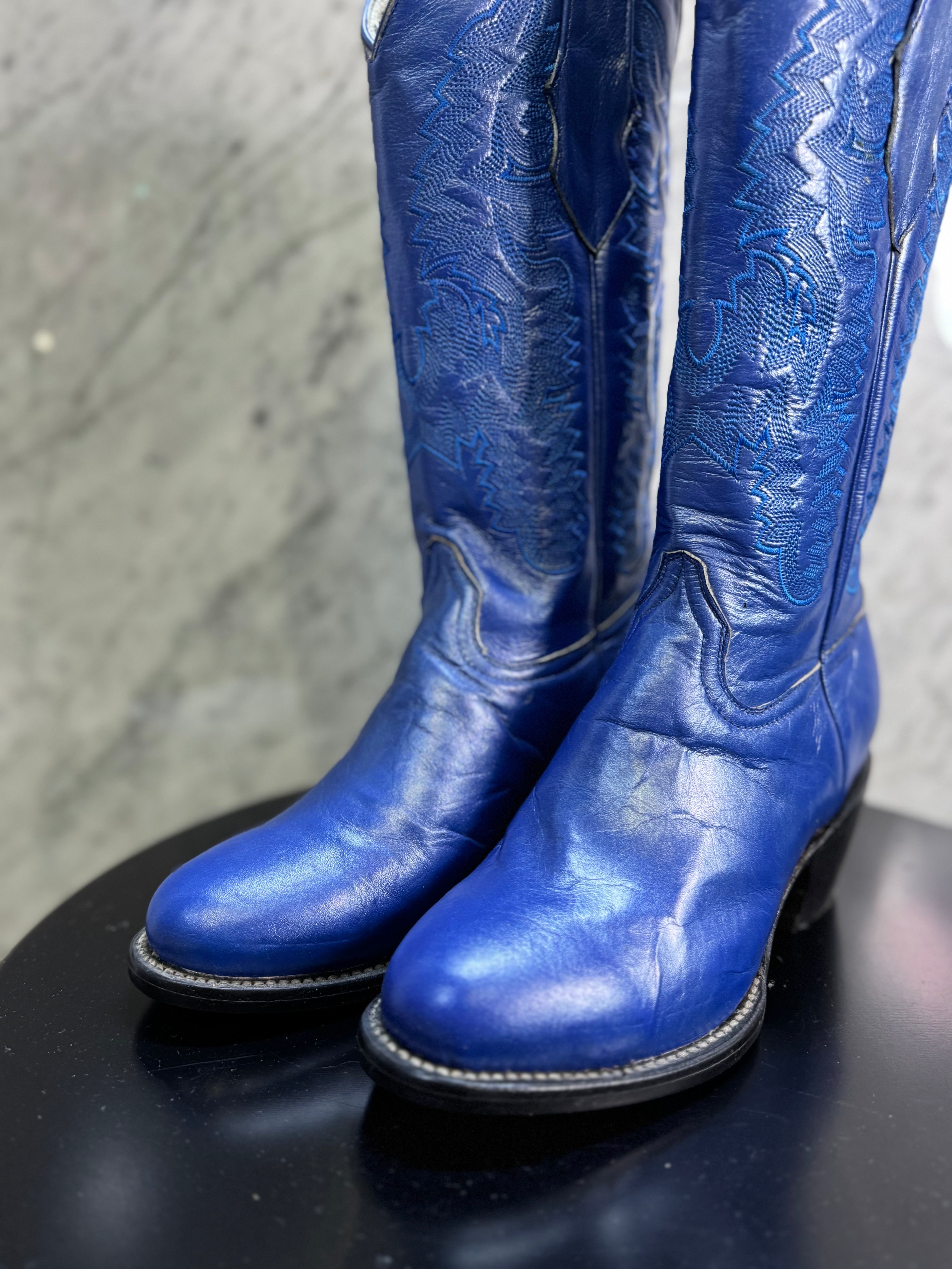 Cowgirl Pacific Blue Metallic Round Toe