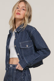 Stripe Denim Short Jacket