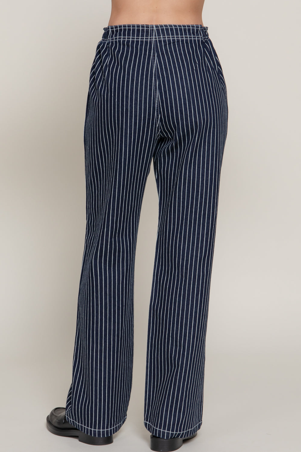 Stripe Denim Straight Pants