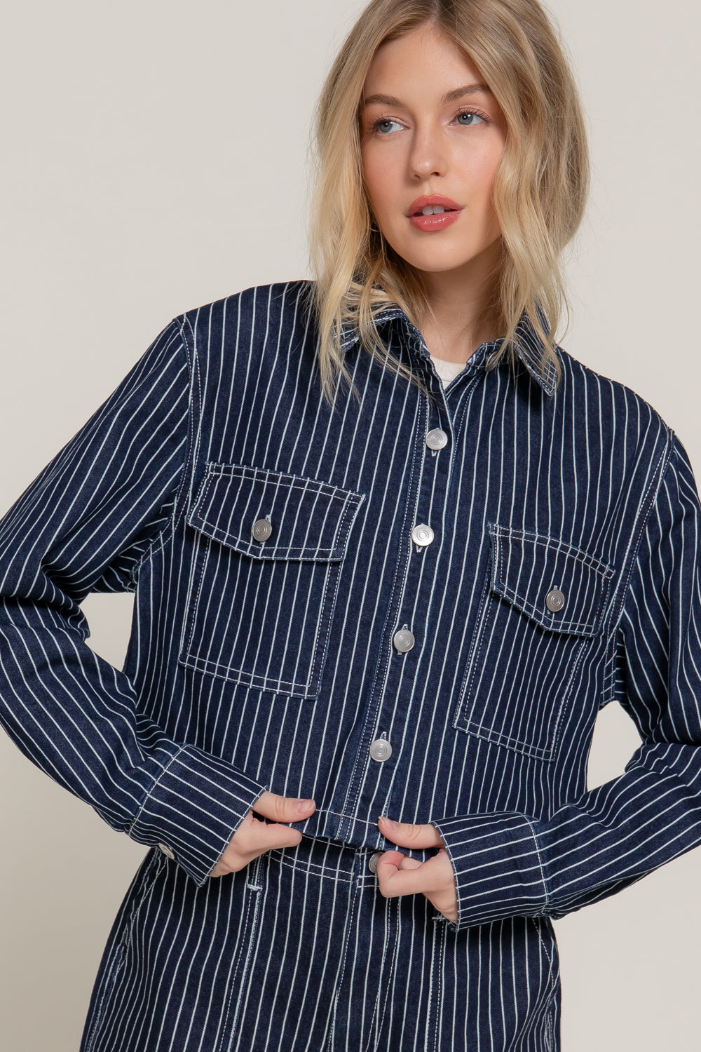 Stripe Denim Short Jacket