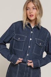 Stripe Denim Short Jacket