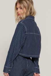 Stripe Denim Short Jacket