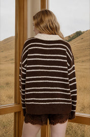 Stripe Contrast Fuzzy Sweater