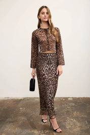 Leopard Sheer Mesh Button Down