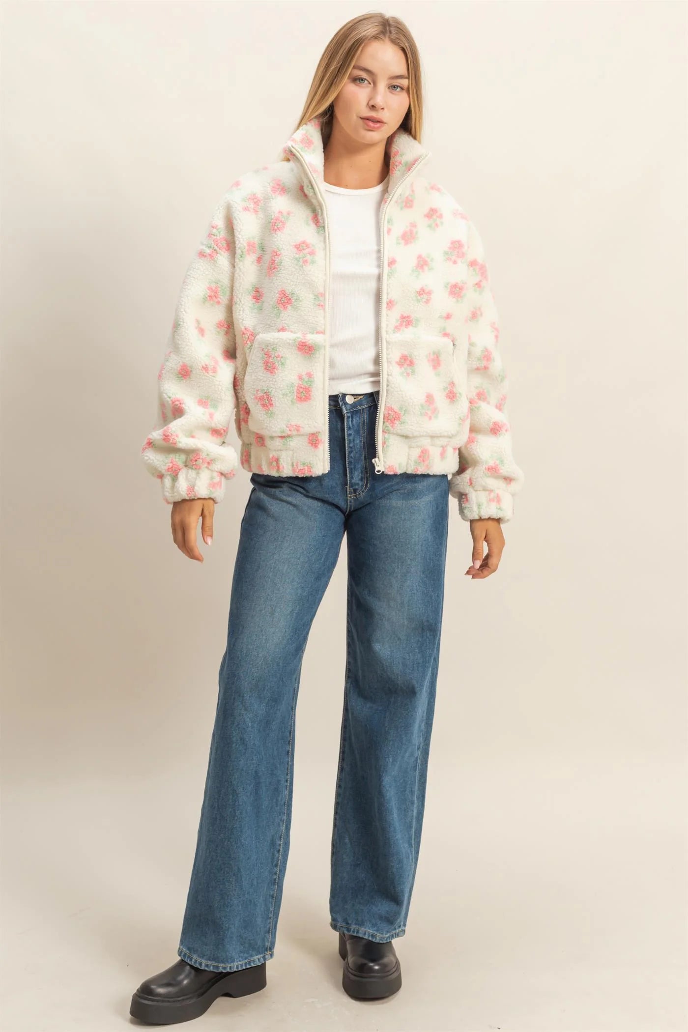Comfy Floral Print Sherpa