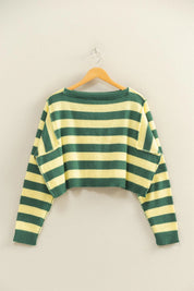 Relaxed Fit Striped Boat Neck Sweater