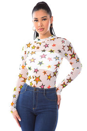 Colorful Stars White Bodysuit