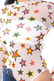 Colorful Stars White Bodysuit