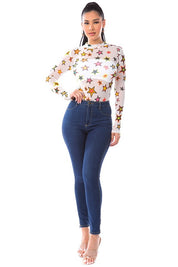 Colorful Stars White Bodysuit