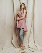 Asymmetrical Rose Sleeveless Top