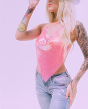 Metallic Backless Top