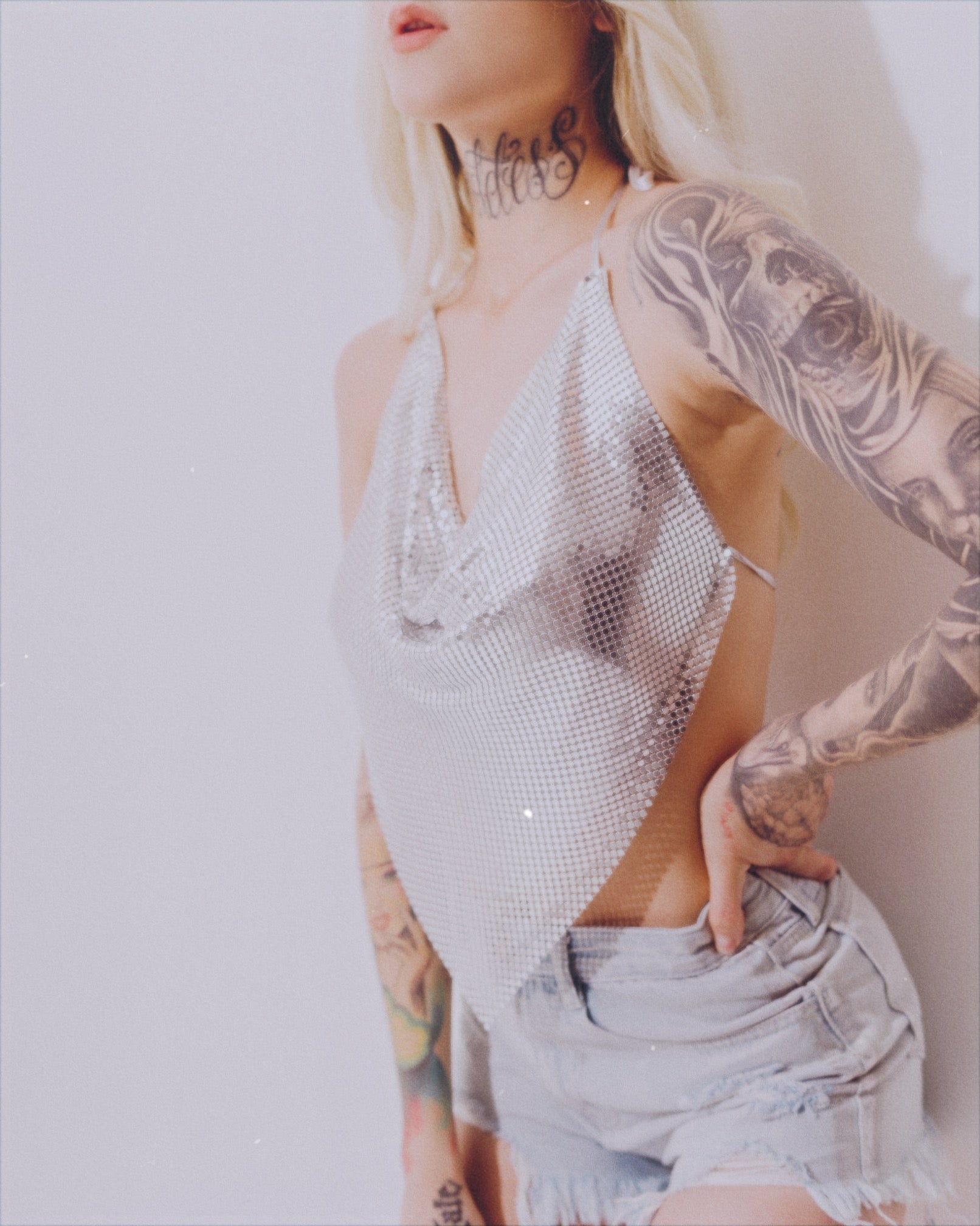 Metallic Backless Top