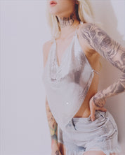 Metallic Backless Top