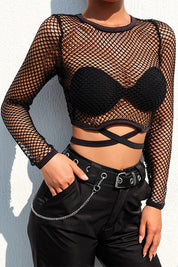 Black Fishnet Crop