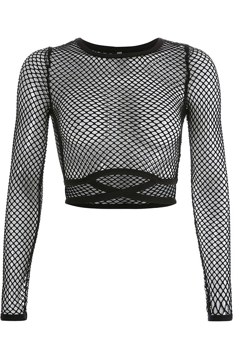 Black Fishnet Crop