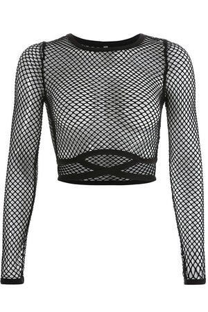Black Fishnet Crop