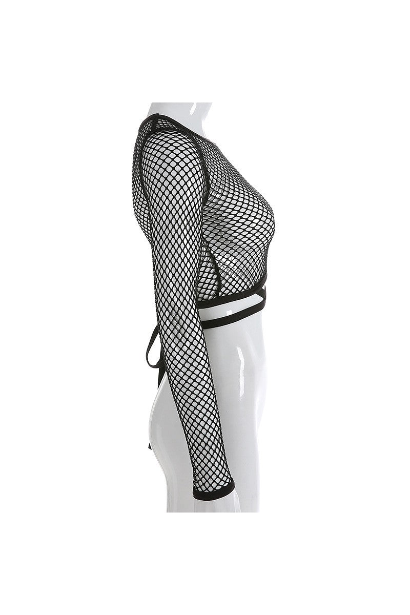 Black Fishnet Crop