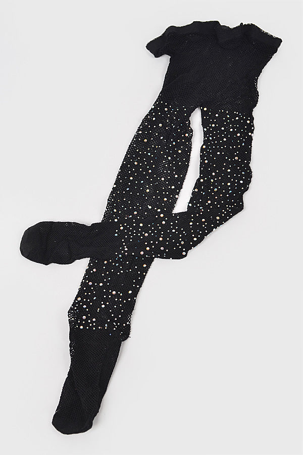 Mesh Rhinestone Tights