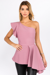 Asymmetrical Rose Sleeveless Top